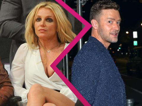 Britney Spears und Justin Timberlake mit Blitz in der Mitte
