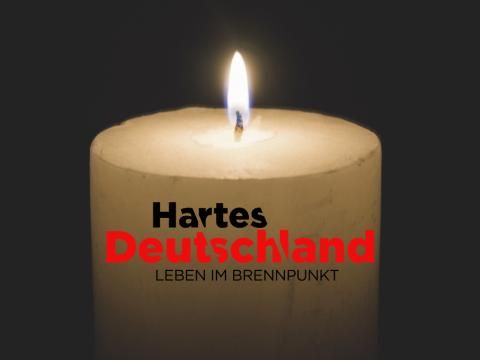 Kerze mit "Hartes Deutschland"-Logo