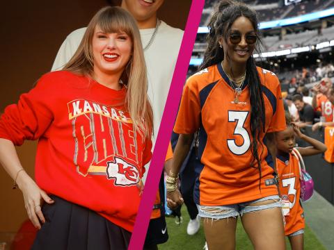 Taylor Swift im Chiefs-Sweatshirt und Ciara im Broncos-Trikot