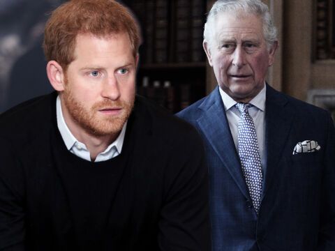Prinz Harry schaut ängstlich Charles schaut böse 