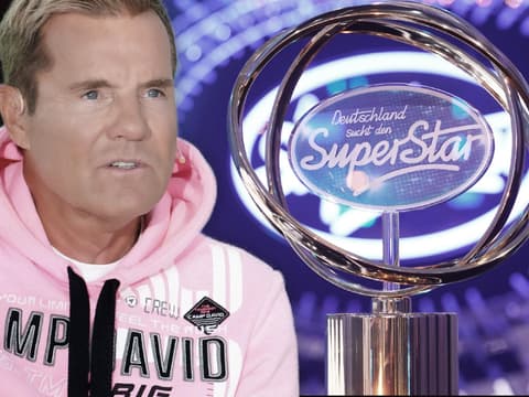 Dieter Bohlen mit dem DSDS-Logo