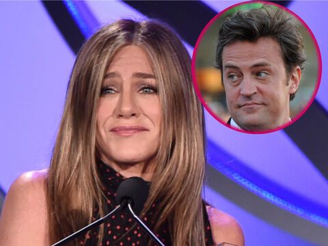 Jennifer Aniston und Matthew Perry ernst, Bildkollage