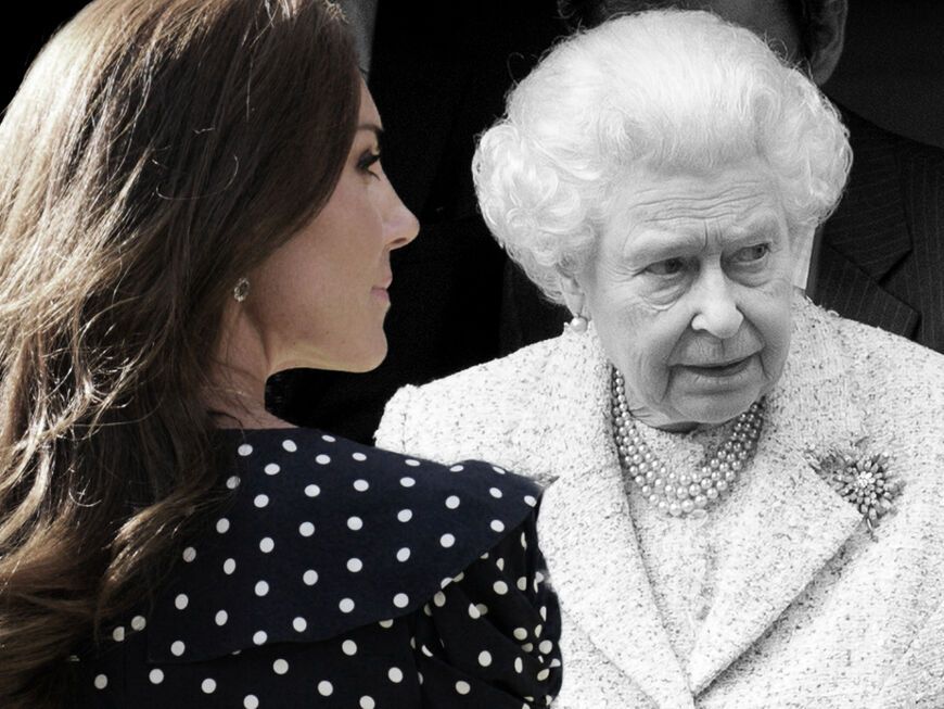 Prinzessin Kate von der Seite, Queen Elizabeth II. guckt skeptisch