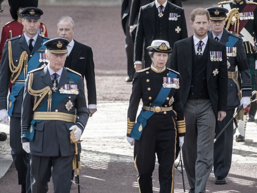 William, Charles, Anne und Harry bei der Beerdigung der Queen am 19. September