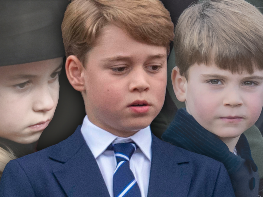 Prinzessin Charlotte, Prinz George und Prinz Louis schauen ernst