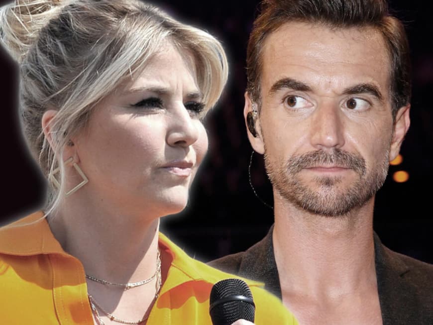 Collage Beatrice Egli schaut genervt, Florian Silbereisen guckt traurig zur Seite