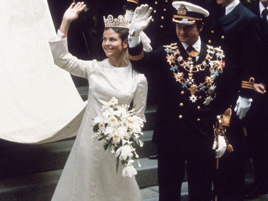Königin Silvias und König Carl Gustafs Hochzeitstag 1976.