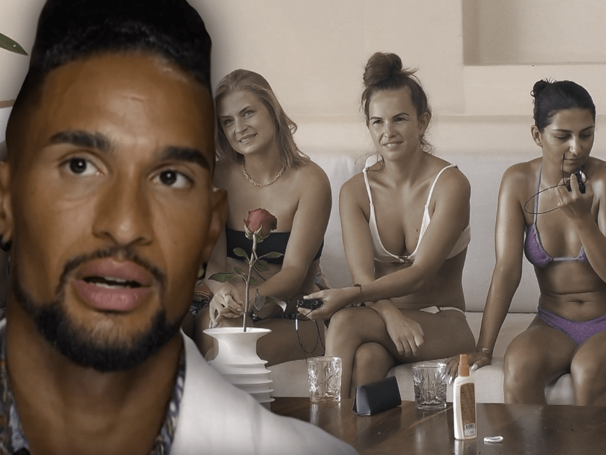 "Der Bachelor" 2023 - Folge 4 - David Jackson nachdenklich - im Hintergrund Henriette, Lisa & Chiara