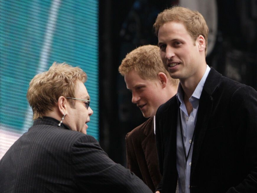 Elton John, Prinz Harry und Prinz William.