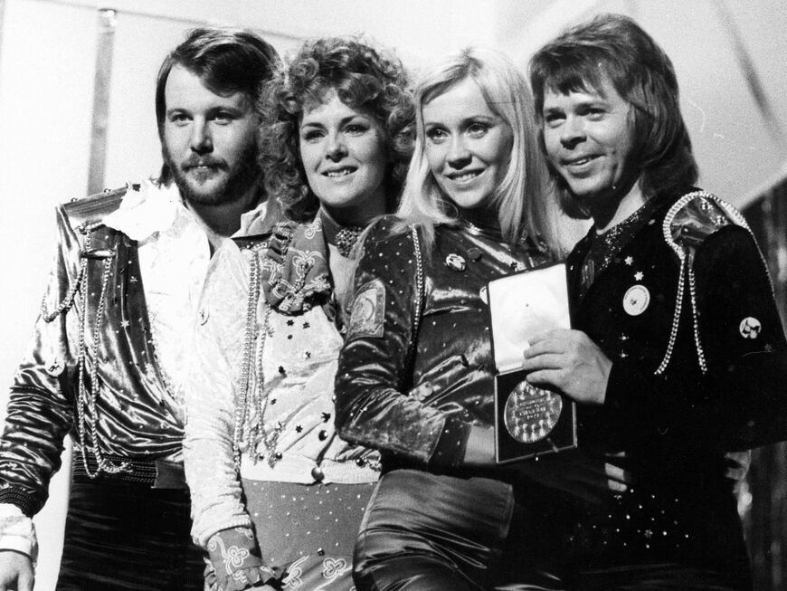 ABBA gewinnt den Grand Prix 1974 (schwarz/weiß)