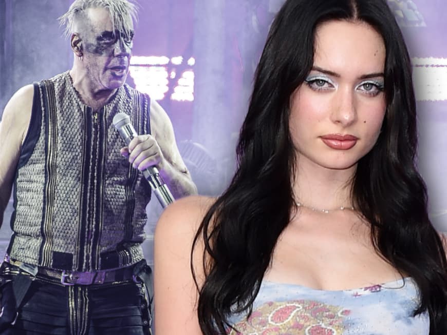 Till Lindemann auf der Bühne Kayla Shyx guckt ernst.
