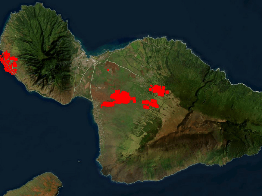 Brände auf Hawaii - Luftaufnahme von Maui