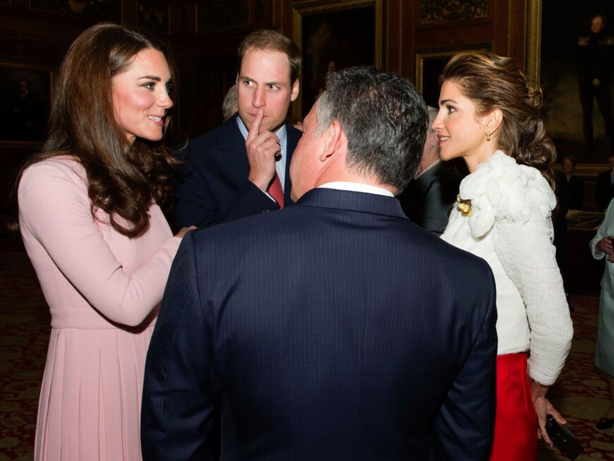 Prinzessin Kate, Prinz William, König Abdullah und Königin Rania von Jordanien. 