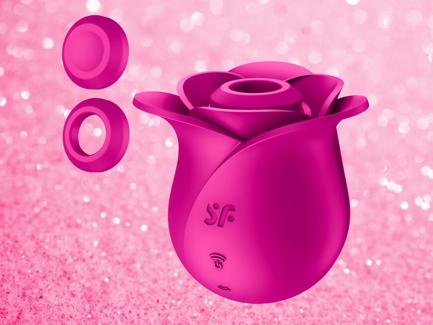 Satisfyer Pro 2 Modern Blossom vor pinkfarbenem Hintergrund