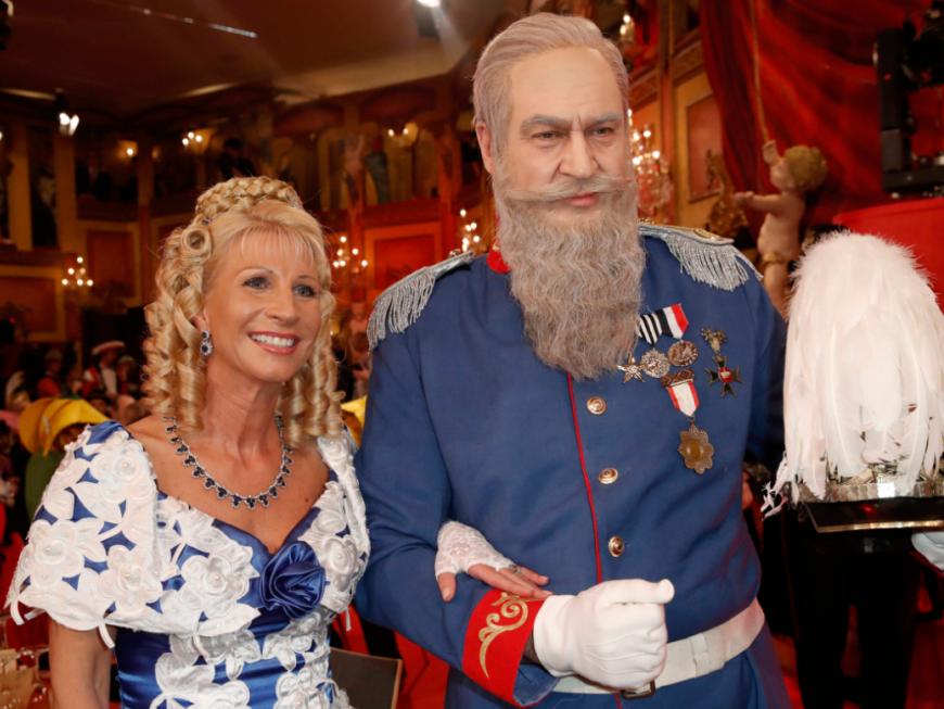 Markus Söder und Ehefrau Katrin an Fasching 2018 als Prinzregent Luitpold von Bayern mit Frau Auguste Ferdinande