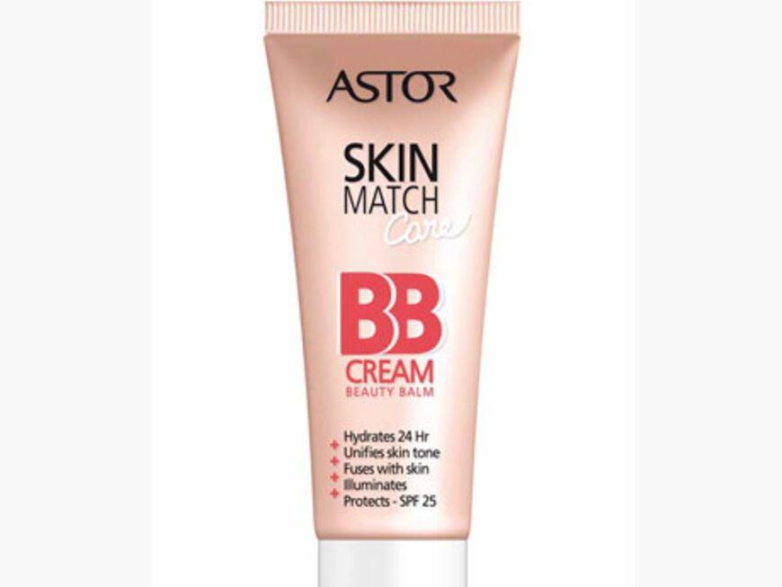 Die BB-Cream von Astor ist sehr deckend und erinnert daher eher an eine Foundation. Dafür ist sie aber sehr gut zum Abdecken von Unreinheiten geeignet. "SkinMatch Care BB Cream Nr. 100 Ivory und Nr. 200 Nude", 30 ml ca. 7 Euro