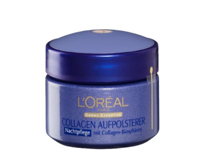  Intensiver Feuchtigkeitsspender: "Collagen Aufpolsterer Nachtpflege" von LOréal Paris, 50 ml ca. 15 Euro