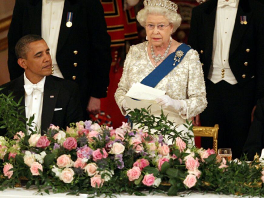 Natürlich ließ es sich Queen Elizabeth nicht nehmen, eine kleine Rede zu Ehren des Gastes zu halten