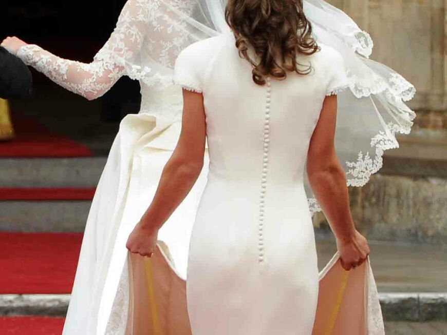 Dieser Auftritt machte ihren Po weltberühmt: Pippa Middleton als Brautjungfer bei der Hochzeit ihrer Schwester Kate mit Prinz William im April 2011