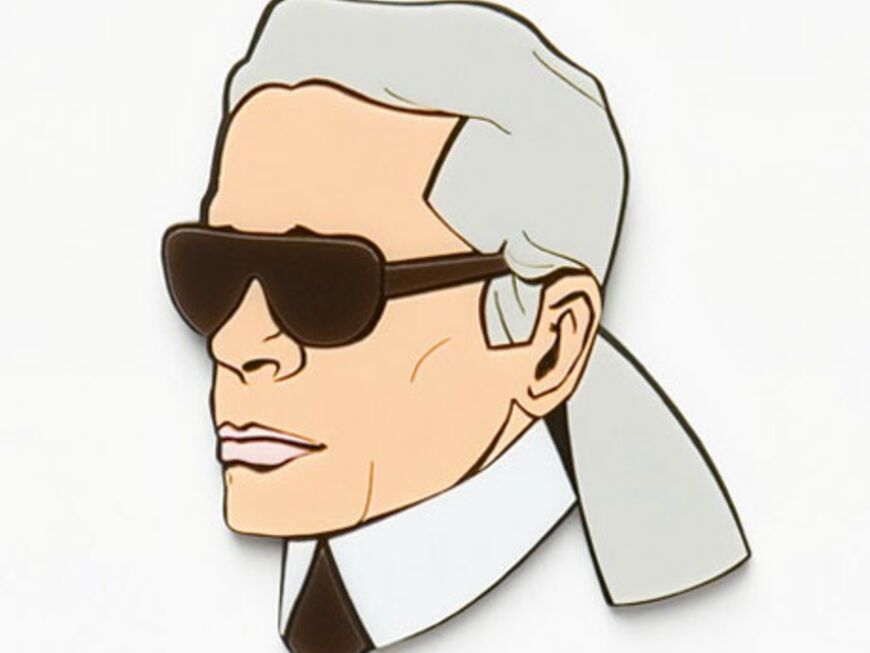 28. Juli 2012: Design-Guru Karl Lagerfeld macht auch als Miniatur-Brosche eine gute Figur! We like! Von Yazbukey über cabinet206.de, ca. 85 Euro