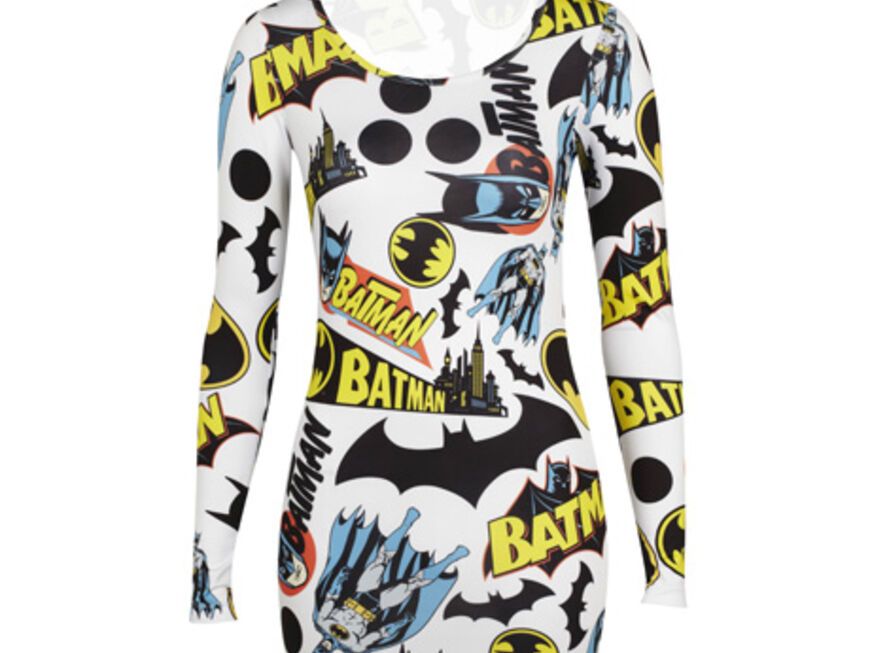 POW - BOOM – BANG! Unser Trend der Woche ist der Comic-Print! Los gehts mit dem Held unserer Kindheit – Batman! Kleid von Lazy Oaf über asos.de, ca. 85 Euro