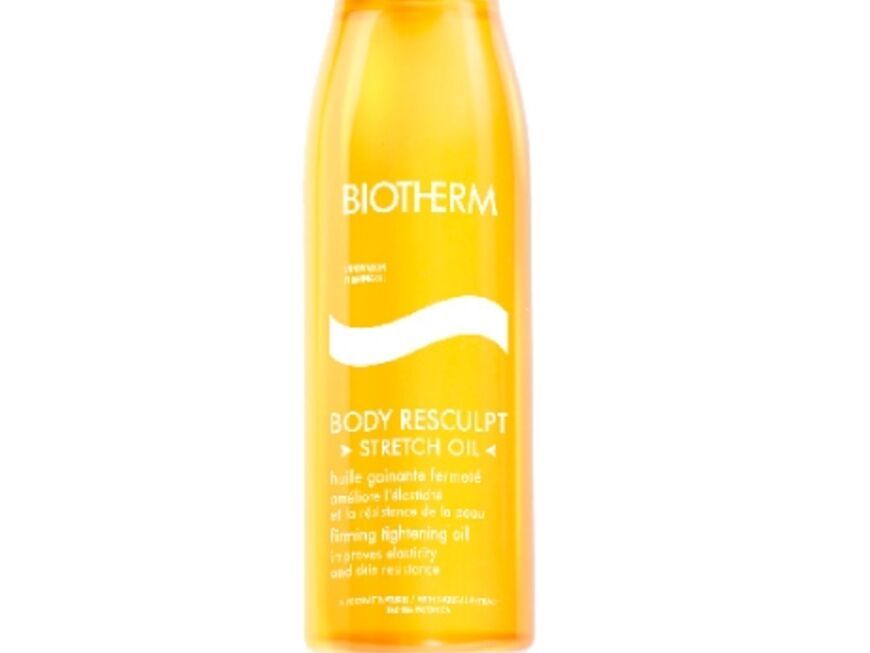 KÃ¶rperÃ¶l: Strafft und pflegt mit pflanzlichen Ölen: Body Resculpt Stretch Oil von Biotherm, 125 ml ca. 38 Euro