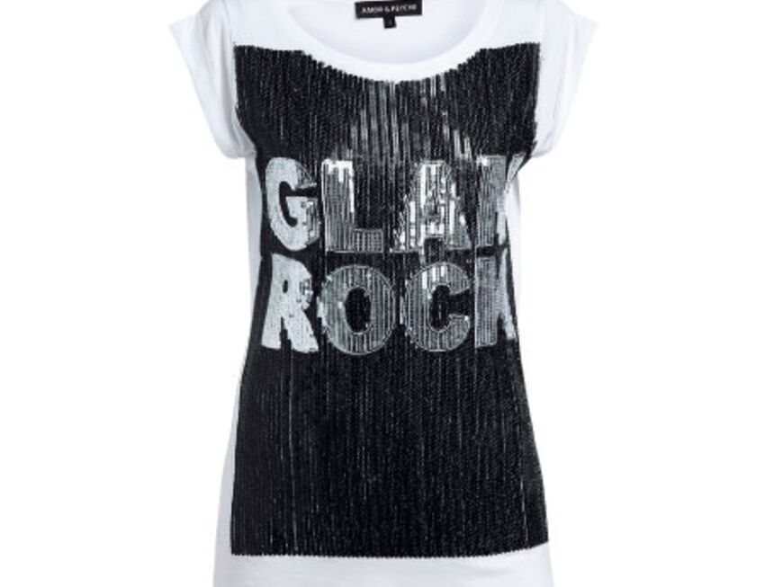 Glam-Rock: T-Shirt mit Pailletten-Schriftzug von Amor & Psyche, ca. 190 Euro 