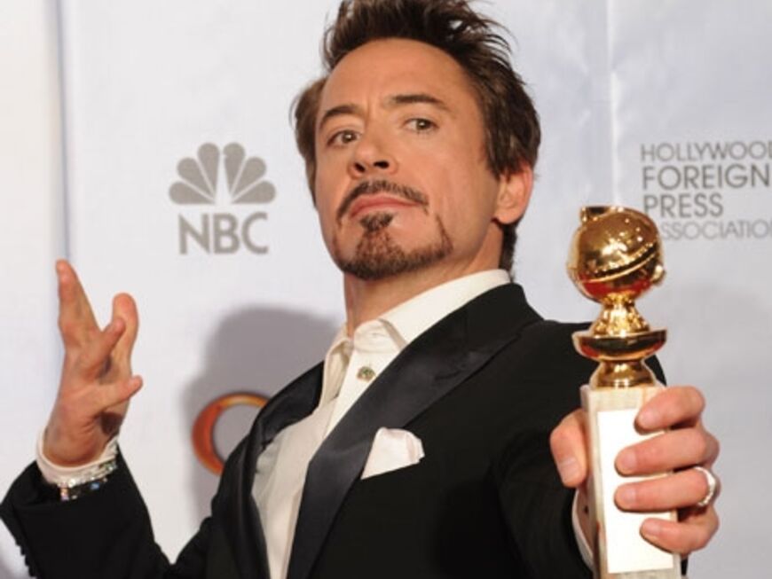 Robert Downey Jr. ist zu Späßen aufgelegt. Kein Wunder - er gewann einen Globe als "Bester Schauspieler - Komödie oder Musical"