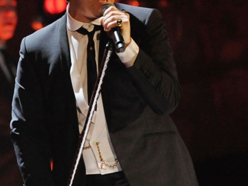 Robbie Williams live: Der 36-Jährige stand gestern auf der Bühne und performte ein Medley seiner bekanntesten Stücke