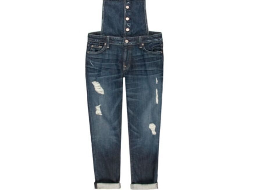 Alle wollen jetzt einen der neuen Jeans-Einteiler. Ob Overall oder Latzhose? Das entscheiden Sie!
Im Destroyed-Look von 7 for all Mankind, ca. 250 Euro 