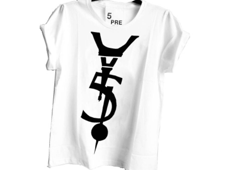 T-Shirt mit verfremdetem Yves-Saint-Laurent-Logo von 5Preview, ca. 65 Euro 