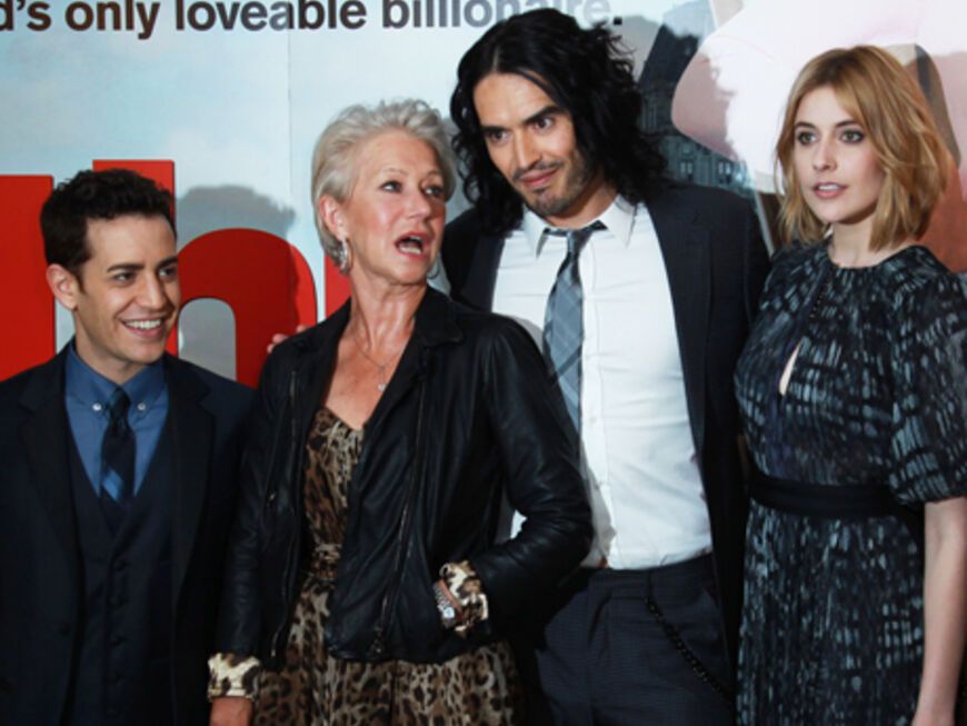 Jason Winer, Helen Mirren, Russell Brand, Greta Gerwig und Geraldine James feierten in London ihre große "Arthur"-Europapremiere