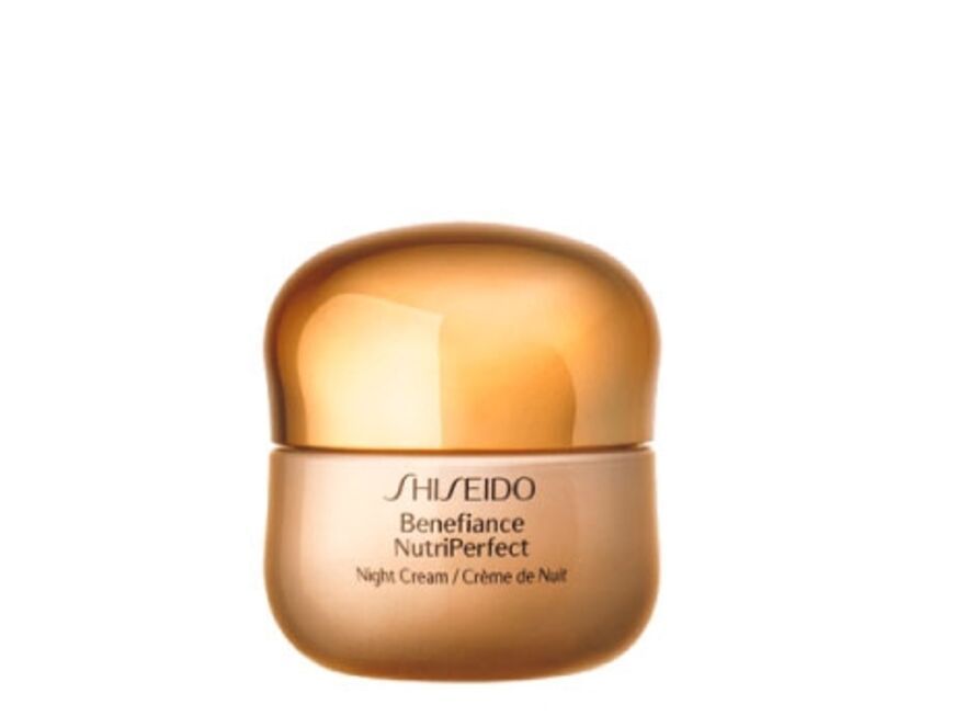 Hochkonzentrierter Nährstoffcocktail für die Haut ab 50: "Benefiance NutriPerfect 
Night Cream" von Shiseido, 
50 ml ca. 95 Euro