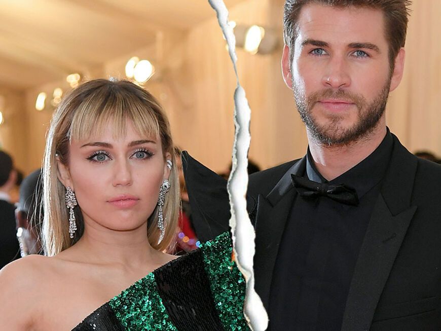 Miley Cyrus und Liam Hemsworth mit Riss in der Mitte
