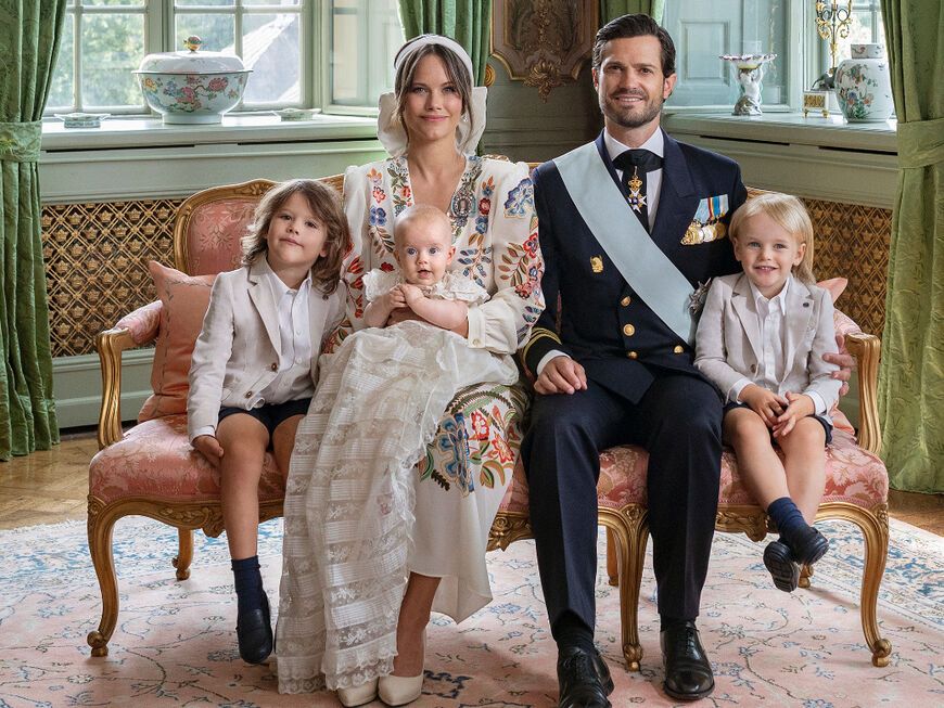 Die schwedische Königsfamilie Carl Philip, Sofia und ihre gemeinsamen Kinder.