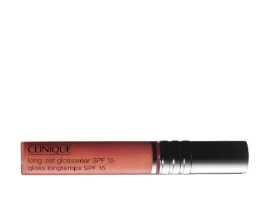 Nichts passt besser zum Sommer als ultraglänzende Lippen in Erdbeerrot. Long Last Glosswear SPF 15 - Nr. 13 von Clinique, ca. 18 Euro 