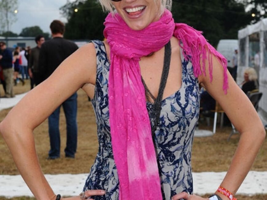Eyecatcher: Der pinkfarbene Schal gab Sarahs Outfitt den nötigen Pfiff