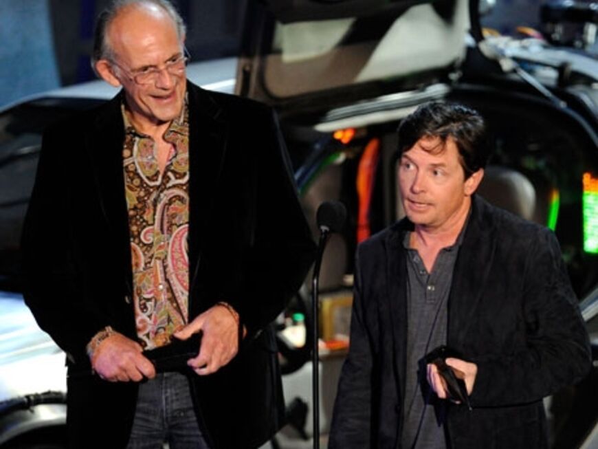 80er-Jahre Dream-Team: Michael J. Fox und Christopher Lloyd bekamen den "25th Anniversary Award" für "Zurück in die Zukunft". Und auch von einem Comeback war die Rede ...