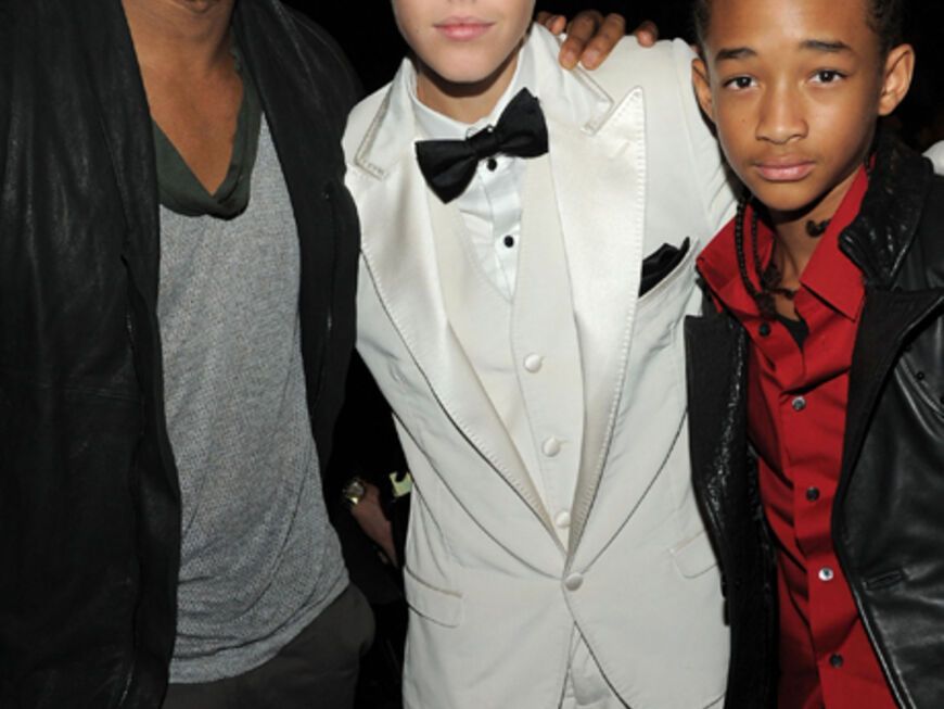 Cooles Trio: Usher, Justin Bieber und Jaden Smith stellen sich für ein Foto auf