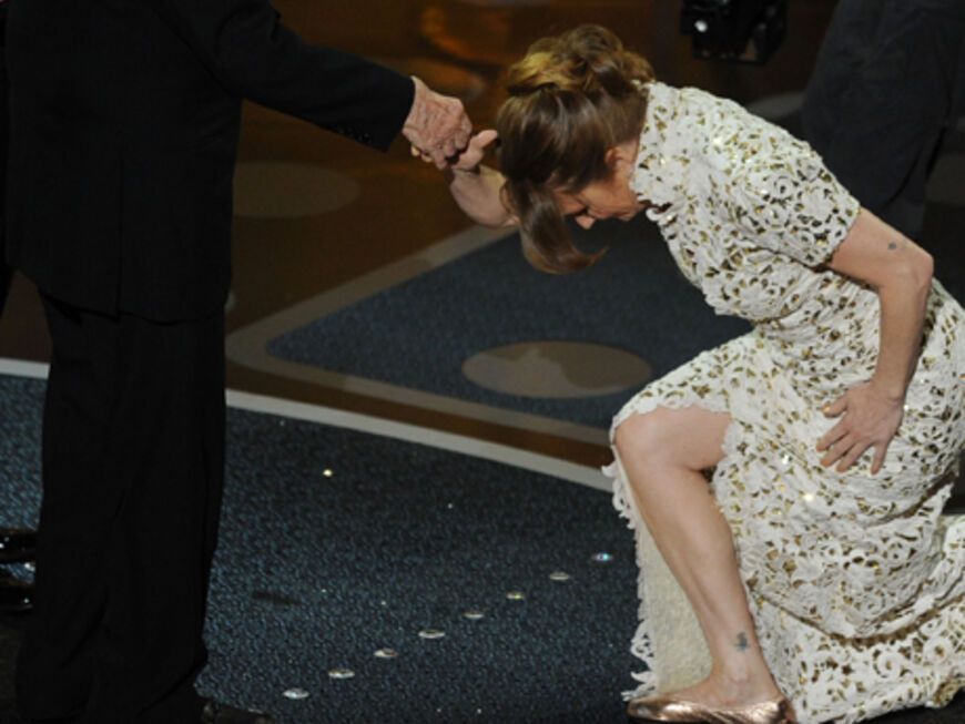 Die völlig überraschte Melissa Leo kniete vor dem Hollywood-Veteranen nieder