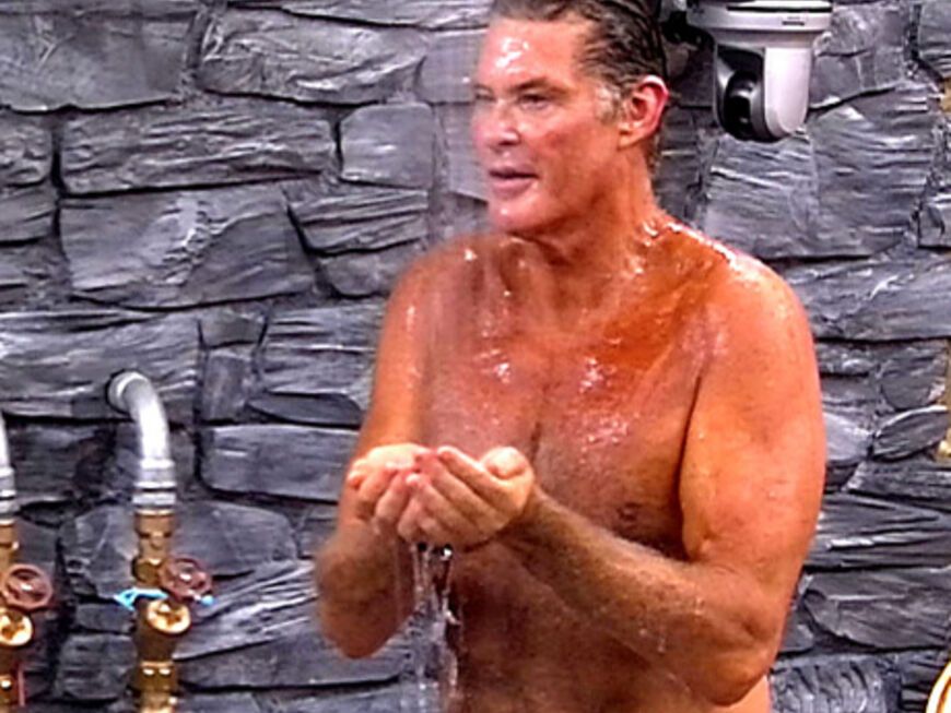 Ex-"Baywatch"-Star David Hasselhoff zeigt seinen trainierten Körper unter der Dusche