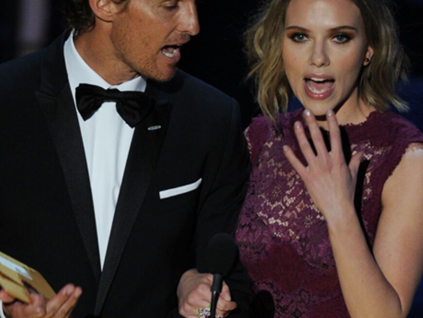 Matthew McConaughey und Scarlett Johansson hielten die Laudatio für den Preis in den Kategorien "Best Sound Mixing" und "Best Sound Editing﻿"