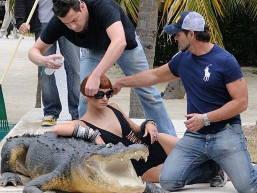 Mit einem lebenden Krokodil zu shooten, war für Maria kein Problem. Copyright: Dan Little John 