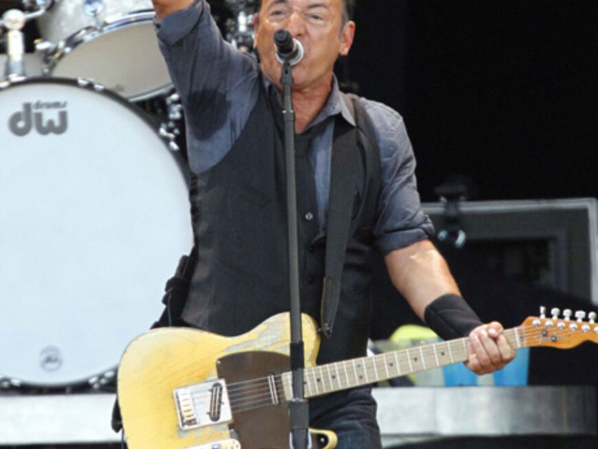 Aber auch ein Superstar wie Bruce Springsteen ist nicht perfekt. So ein Auftritt ist eben schweißtreibend ...