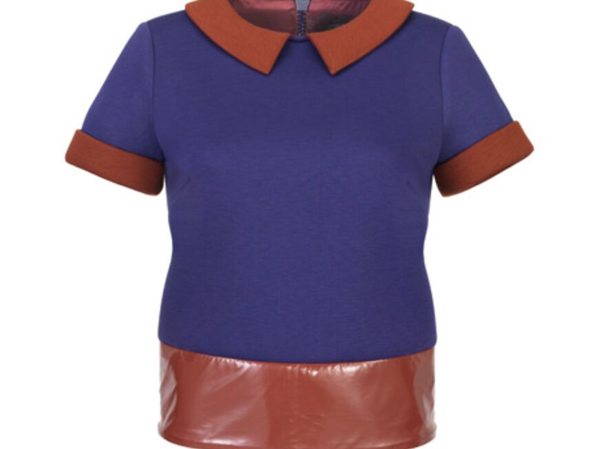 1. Oktober 2012: Der Mix macht's! Das süße Shirt mit Bubikragen vereint die zwei Trendfarben des Winters: Blau und Rostrot. Von Patrizia Pepe, ca. 190 Euro
