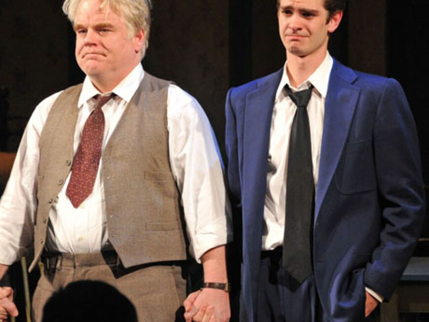 Hofman spielt auch Theater: Hier ist er in "Death of a Salesman" zu sehen mit seinem Kollegen Andrew Garfield