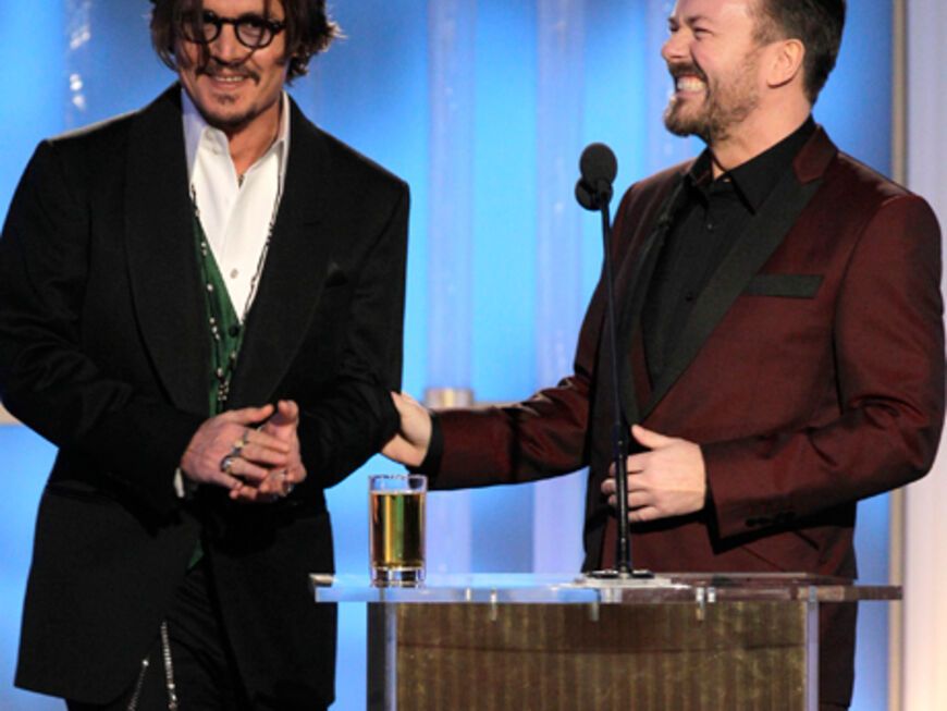 Hatten Spaß auf der Bühne: Johnny Depp und Ricky Gervais