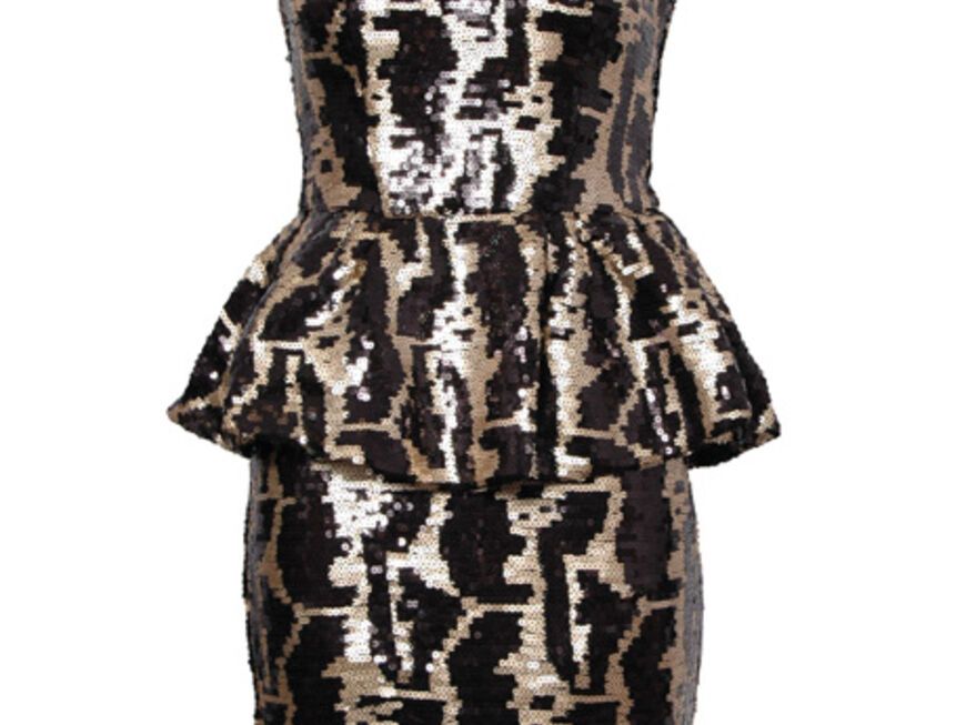 Sorgt für einen glanzvollen Auftritt: Pailletten-Glitzer-Kleid über rarelondon.com, ca. 80 Euro