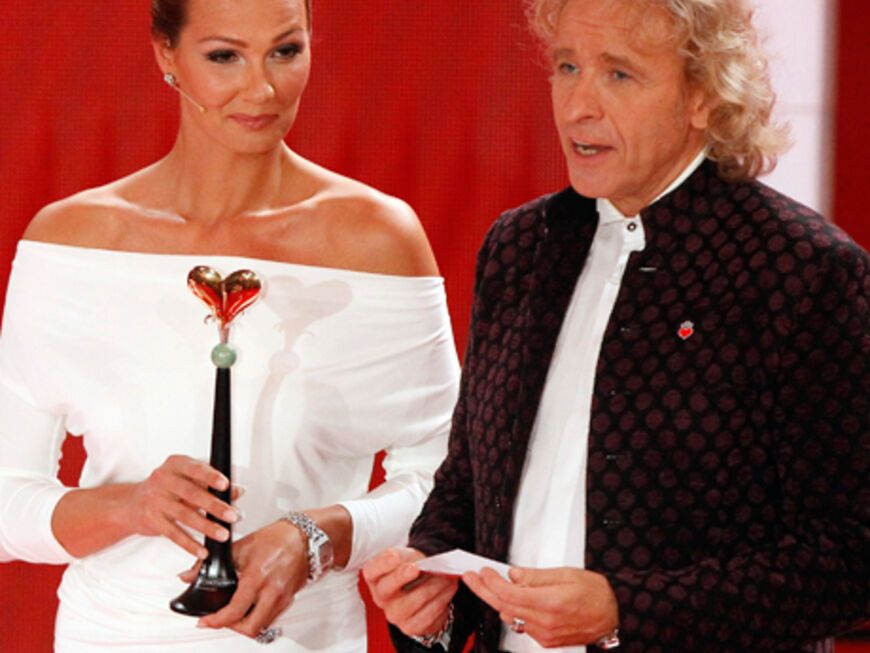 Franziska van Almsick und Thomas Gottschalk hielten eine Laudatio auf den Stargast des Abends - Fürstin Charlene von Monaco