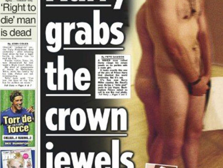 Die "Sun" veröffentlichte jetzt nachgestellte Nacktfotos von Harry auf der Titelseite